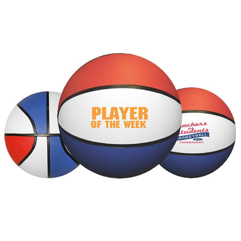 29 1/2" Full-Size Red/White/Blue Rubber Basketball