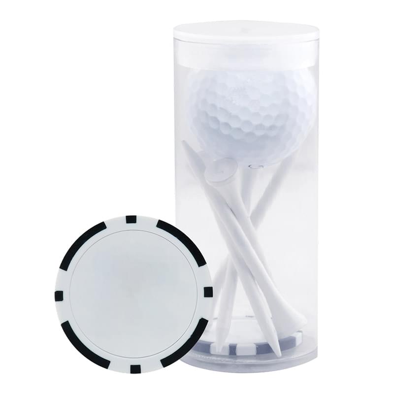 1 Ball & 5 Tee Tube W/ Poker Chip
