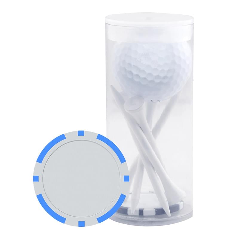 1 Ball & 5 Tee Tube W/ Poker Chip