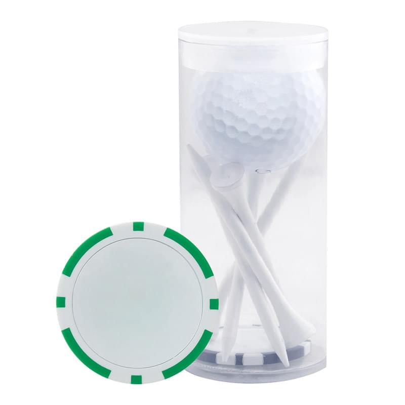 1 Ball & 5 Tee Tube W/ Poker Chip