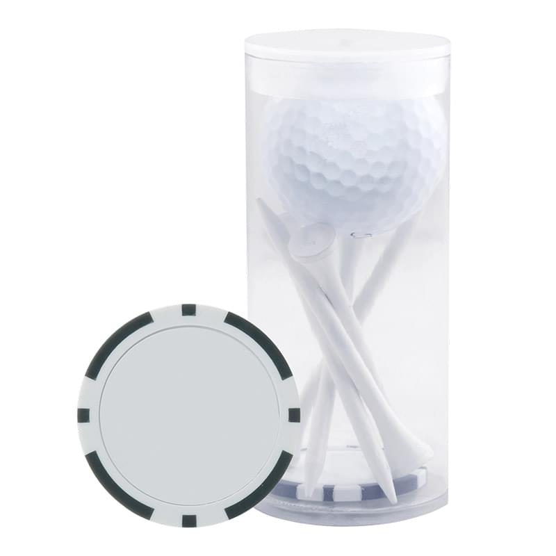 1 Ball & 5 Tee Tube W/ Poker Chip