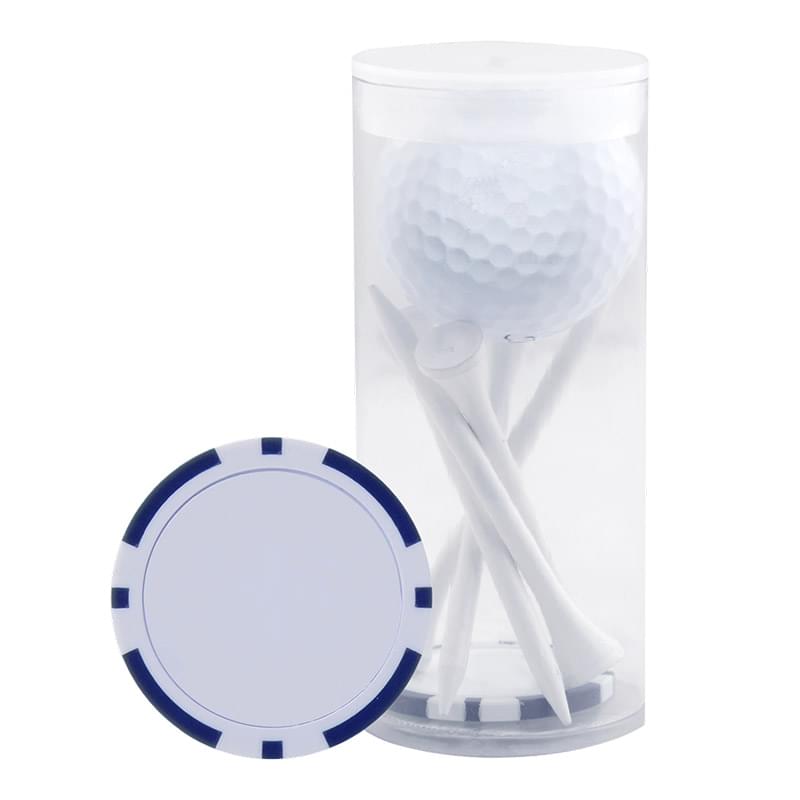 1 Ball & 5 Tee Tube W/ Poker Chip