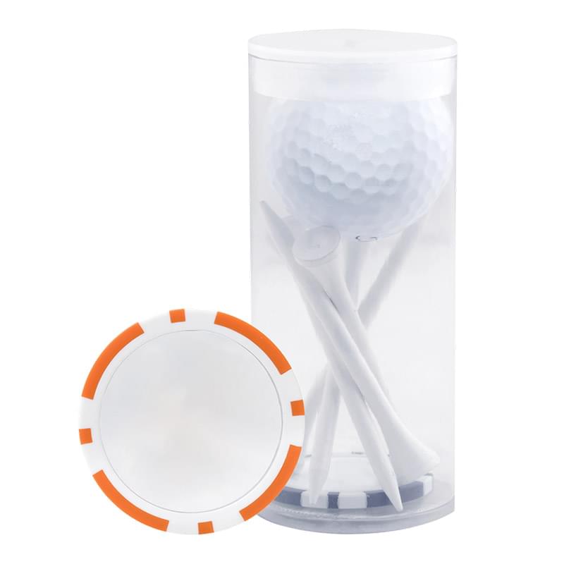 1 Ball & 5 Tee Tube W/ Poker Chip