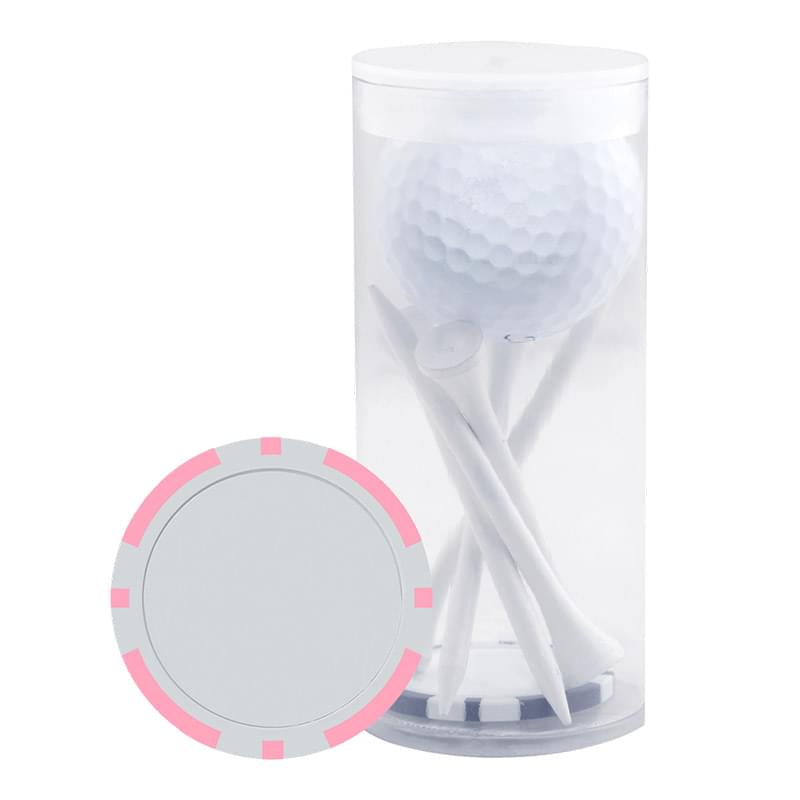 1 Ball & 5 Tee Tube W/ Poker Chip