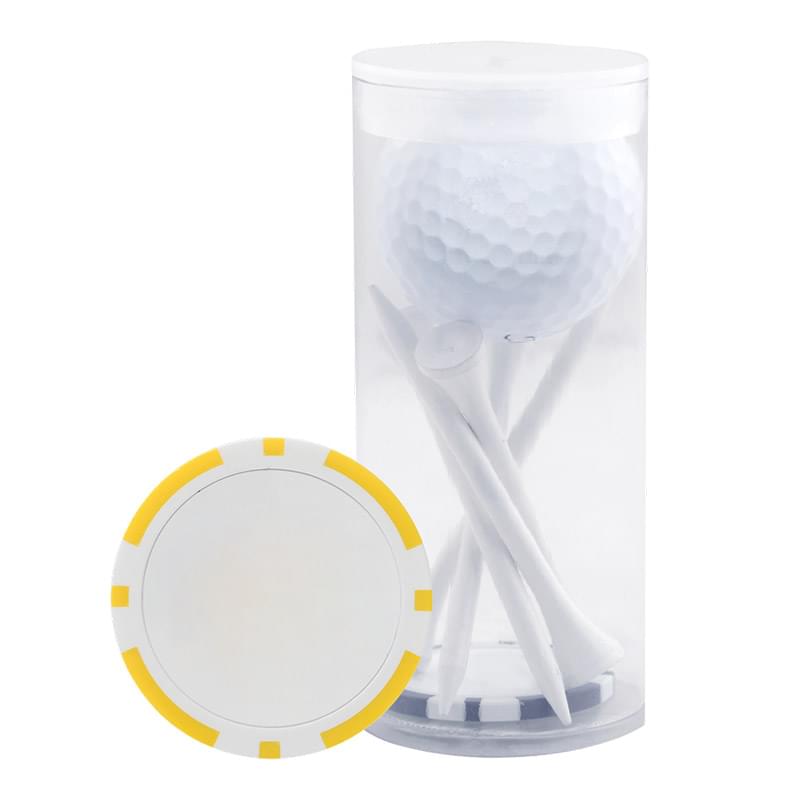 1 Ball & 5 Tee Tube W/ Poker Chip