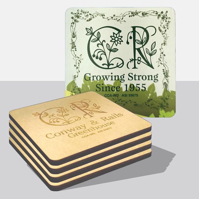 Versatile Baltic Birch Square Coaster (4-Pack)