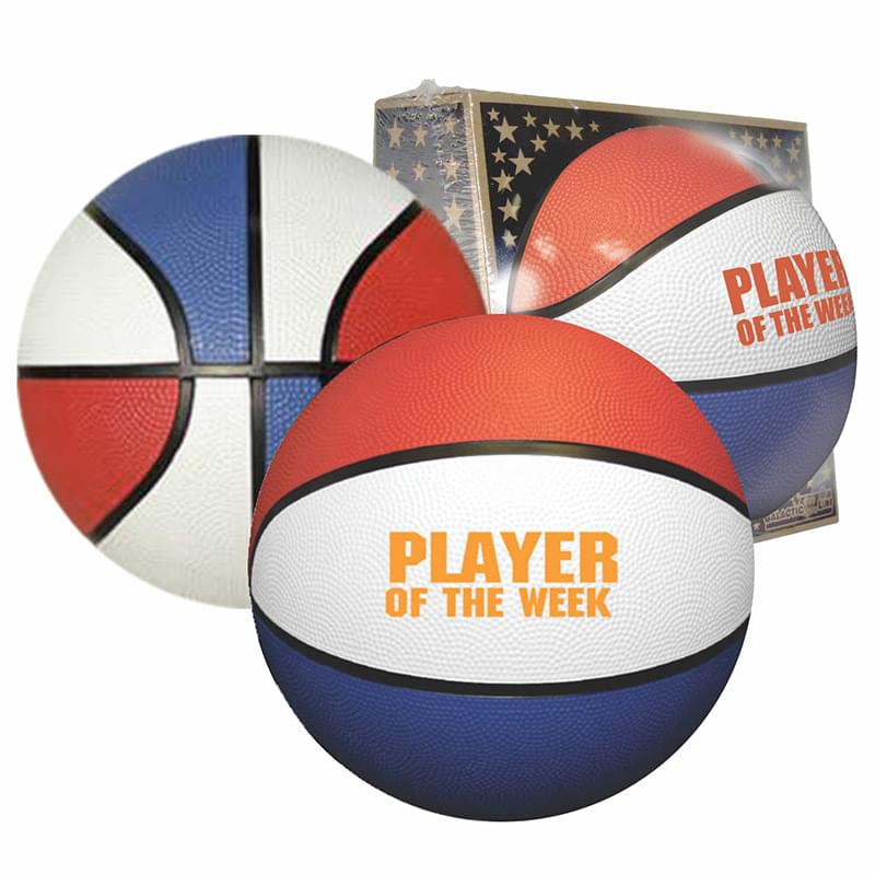 29 1/2" Full-Size Red/White/Blue Rubber Basketball