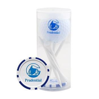 1 Ball & 5 Tee Tube W/ Poker Chip