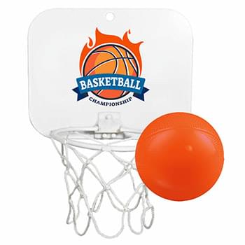 Mini Basketball Backboard w/Unimprinted Vinyl Basketball