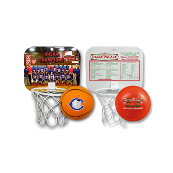 Mini Basketball Backboard w/Unimprinted Vinyl Basketball